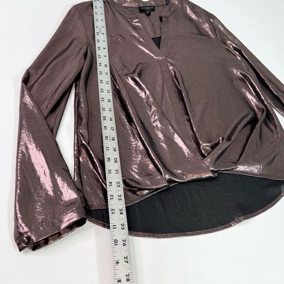 Current Air Top Womens Medium Rustcopper Metallic Twist Hem Pull On Blouse - Picture 3 of 11